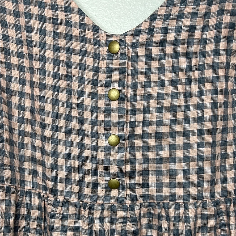 notPERFECTLINEN Pink and Gray Gingham Midi Dress - Picture 3 of 6